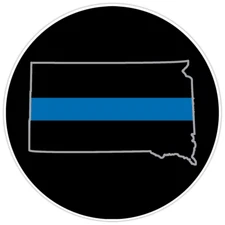 Law Enforcement Thin Blue Line South Dakota State Bumper Sticker Military 5"