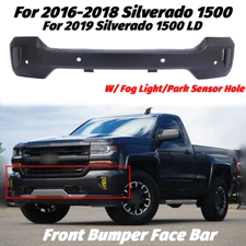 Front Bumper Face Bar W/ Fog Light & Sensor Hole For 16-18 Silverado 1500 Black