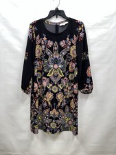 LOFT Dress Womens Large Multicolor Long Sleeve Polyester Spandex Blend Stretch