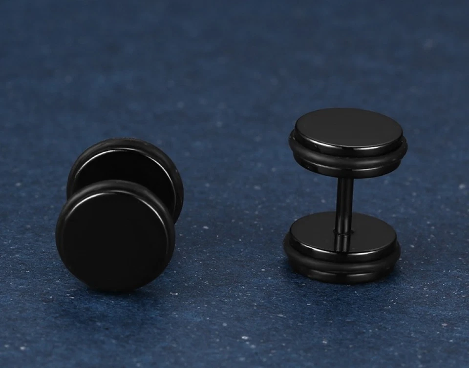 Men's Simple Round Dumbbell Titanium Steel Fashion Jewelry Gift 4 Colors A Pair - Image 3 of 4