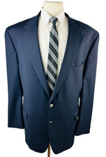 MICHAEL KORS Mens 50L Navy 100 Wool Silver Button Blazer Sport Coat Suit Jacket