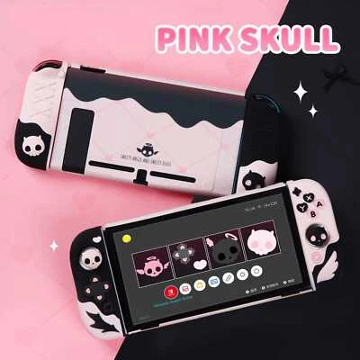 GeekShare Case for Nintendo Switch/OLED HardShell Silicone Joycon Cover Skull