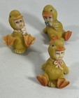 Vintage Duck Set of 3 With Face White Yellow Collectible Home Decoration Display