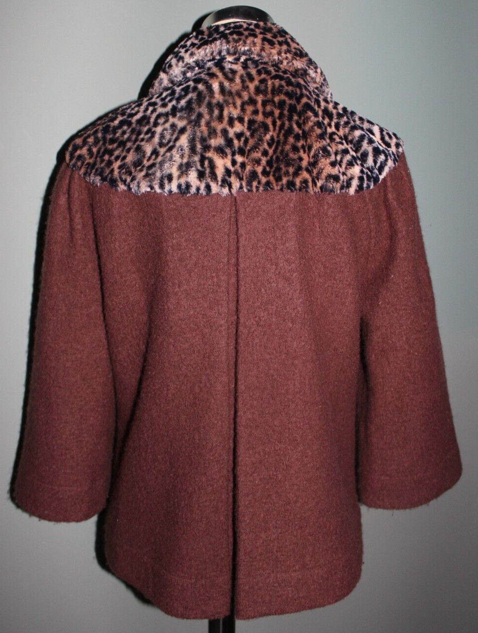 Unknown Designer Brown Boiled Wool Jacket Faux Fu… - image 3