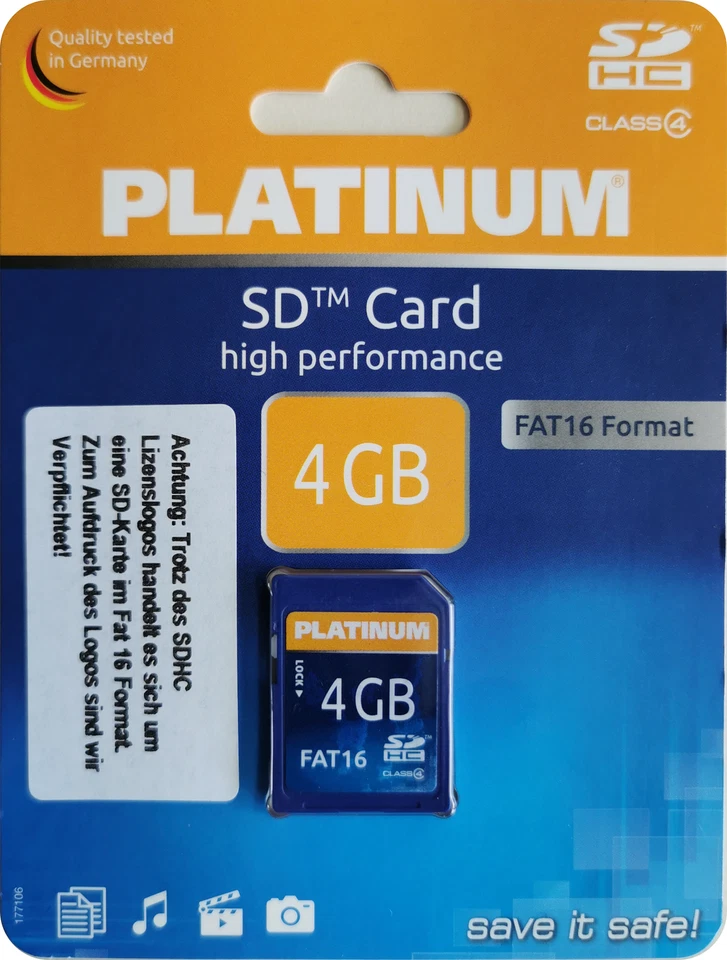 Platinum 4 GB SD Speicherkarte 177106 kein SDHC