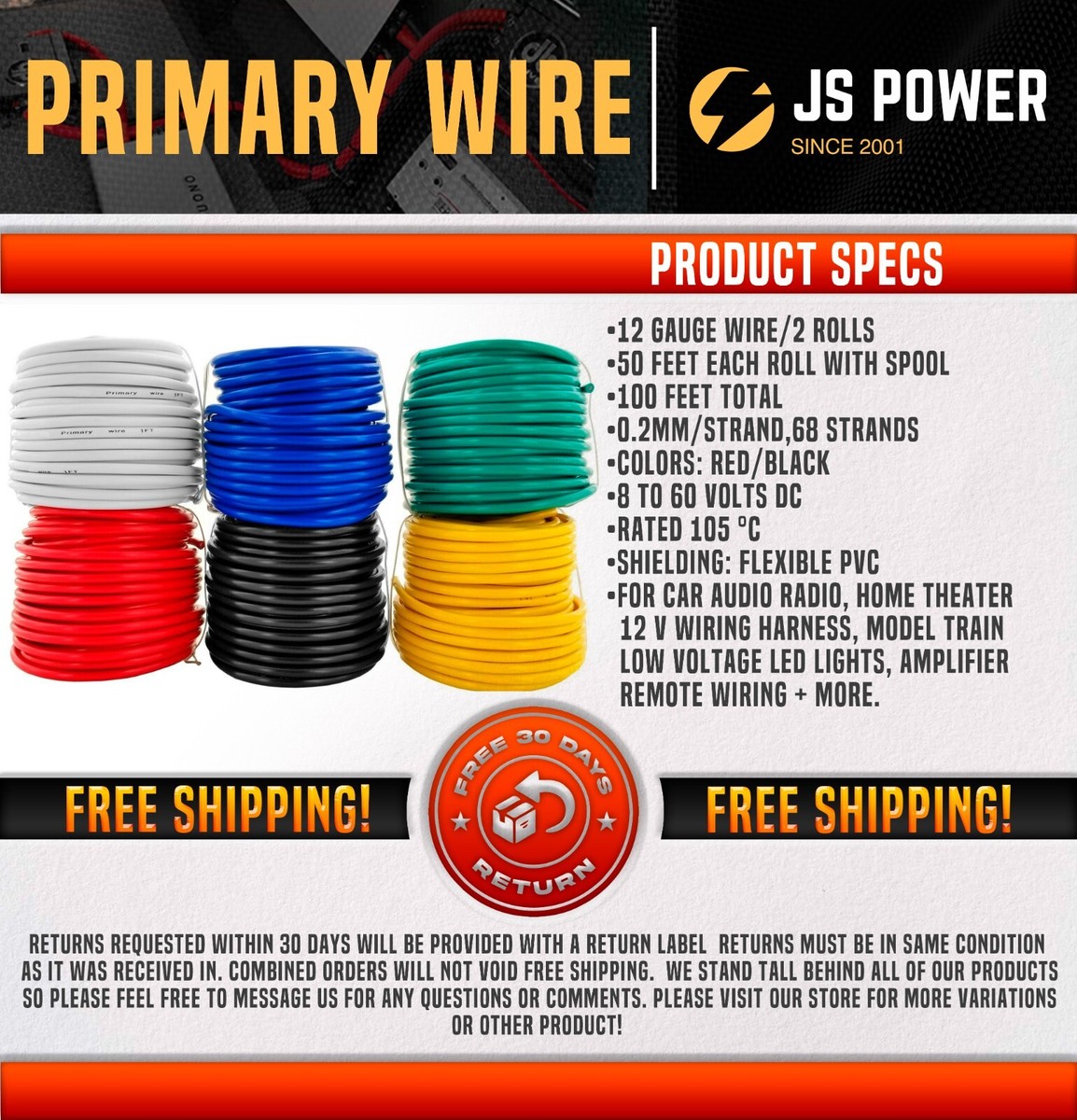 Cable De Tierra Negro Sky High Car Audio 50 Pies Mmg | Cuotas Sin Interés - Foto 3