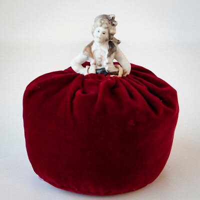 Antique Biscuit Unglazed Matte Porcelain Pincushion Half Doll