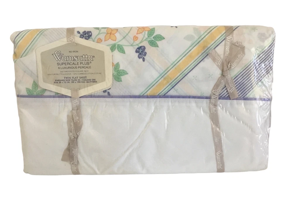 Wamsutta TWIN Sheet Set VICTORIA Supercale Plus Stripe Floral NEW Sealed Vintage - Image 4 of 4