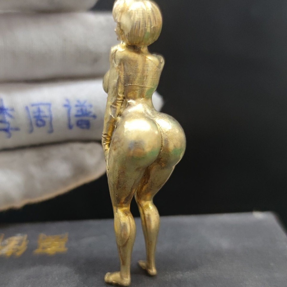 Yellow Solid Bronze Handicraft Nude Beauty Girl Fat Ass Model Statue ...