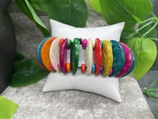 1  Wide Handmade Beaded 7" Plus Stretch Bracelet New Free Ship A2905