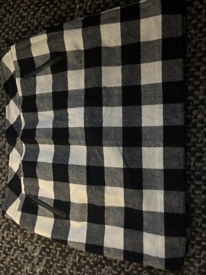 TALBOTS Skirt Buffalo Check Plaid Wool Blend Black White Faux Leather Accents 22