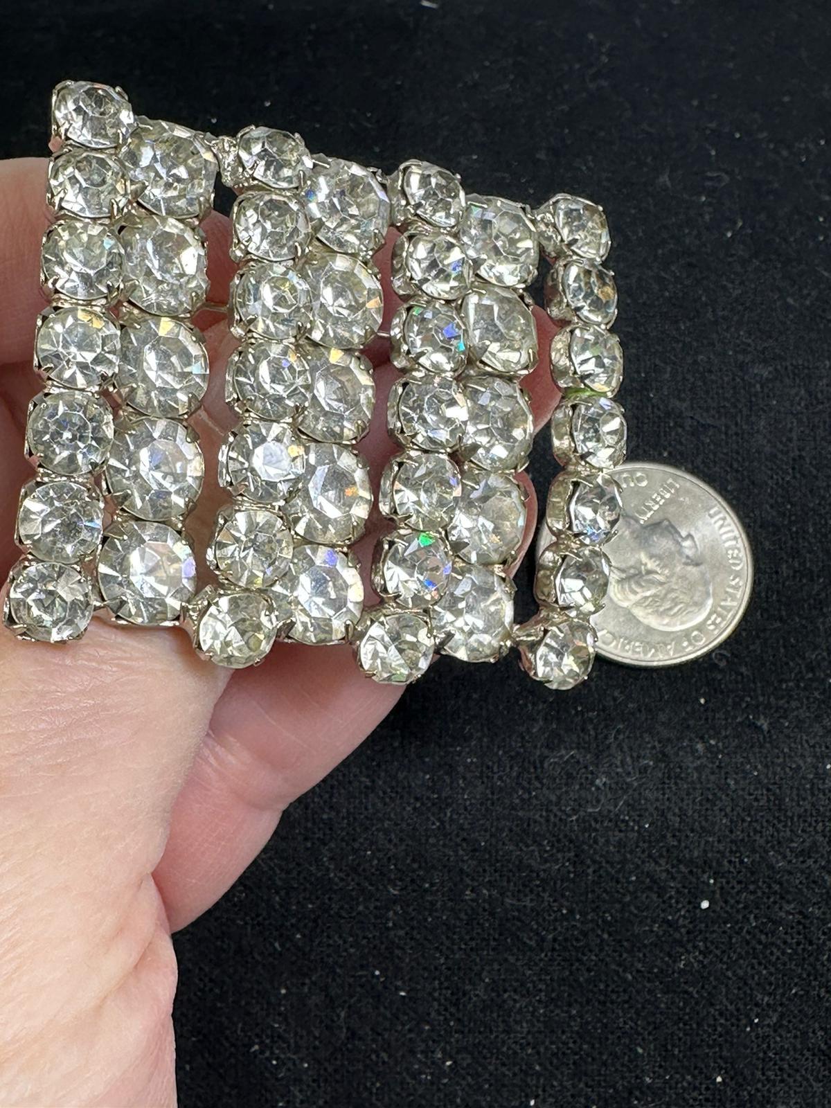 Rectangle Rhinestone JULIANA Vintage Silver Brooc… - image 2