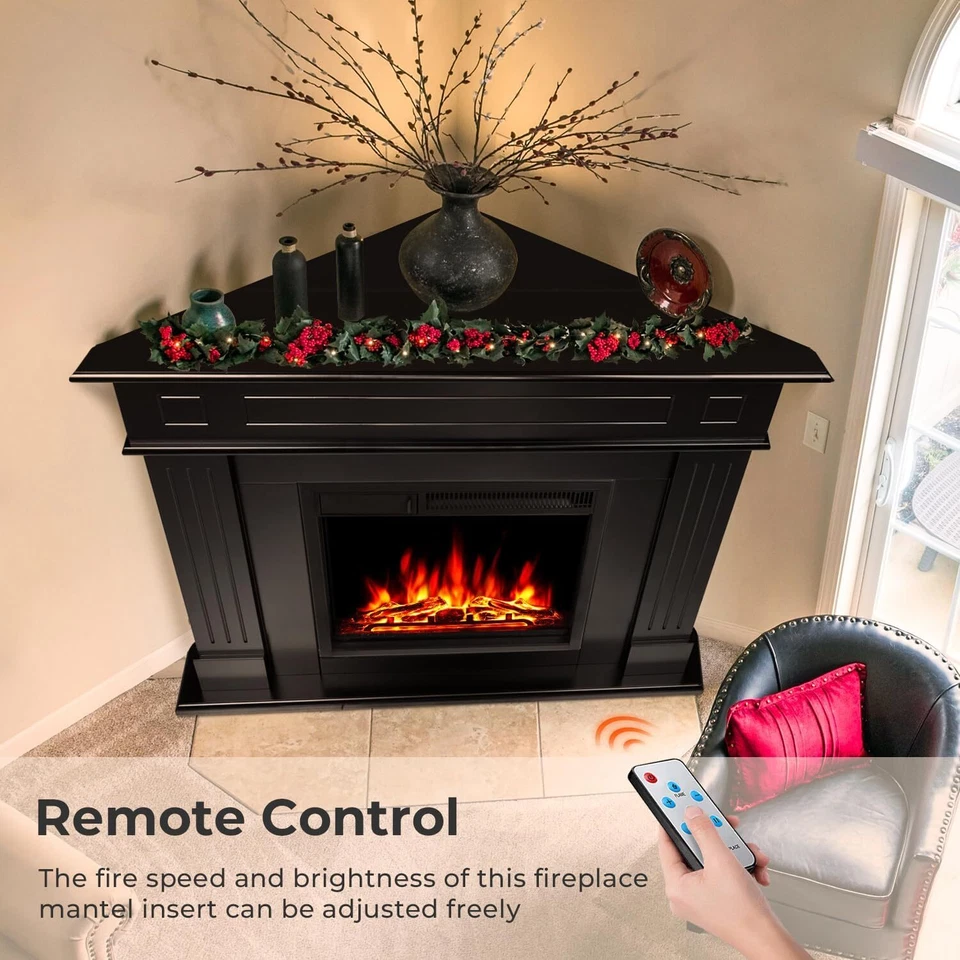 43” Corner Electric Fireplace Mantel Wooden Surround Firebox, TV Stand,Remote - Image 2 of 4