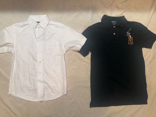 2PC Polo Ralph Lauren Chaps Boys Youth Dress Shirt Lot Size Small (8) CLEAN - Picture 1 of 11