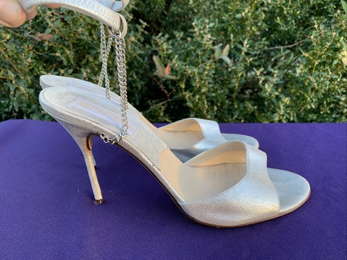 Vintage MICHAEL KORS Italy Biker Chain Gladiator High Heel Women Sz 9.5 ❤️sj12m2 - Picture 2 of 10