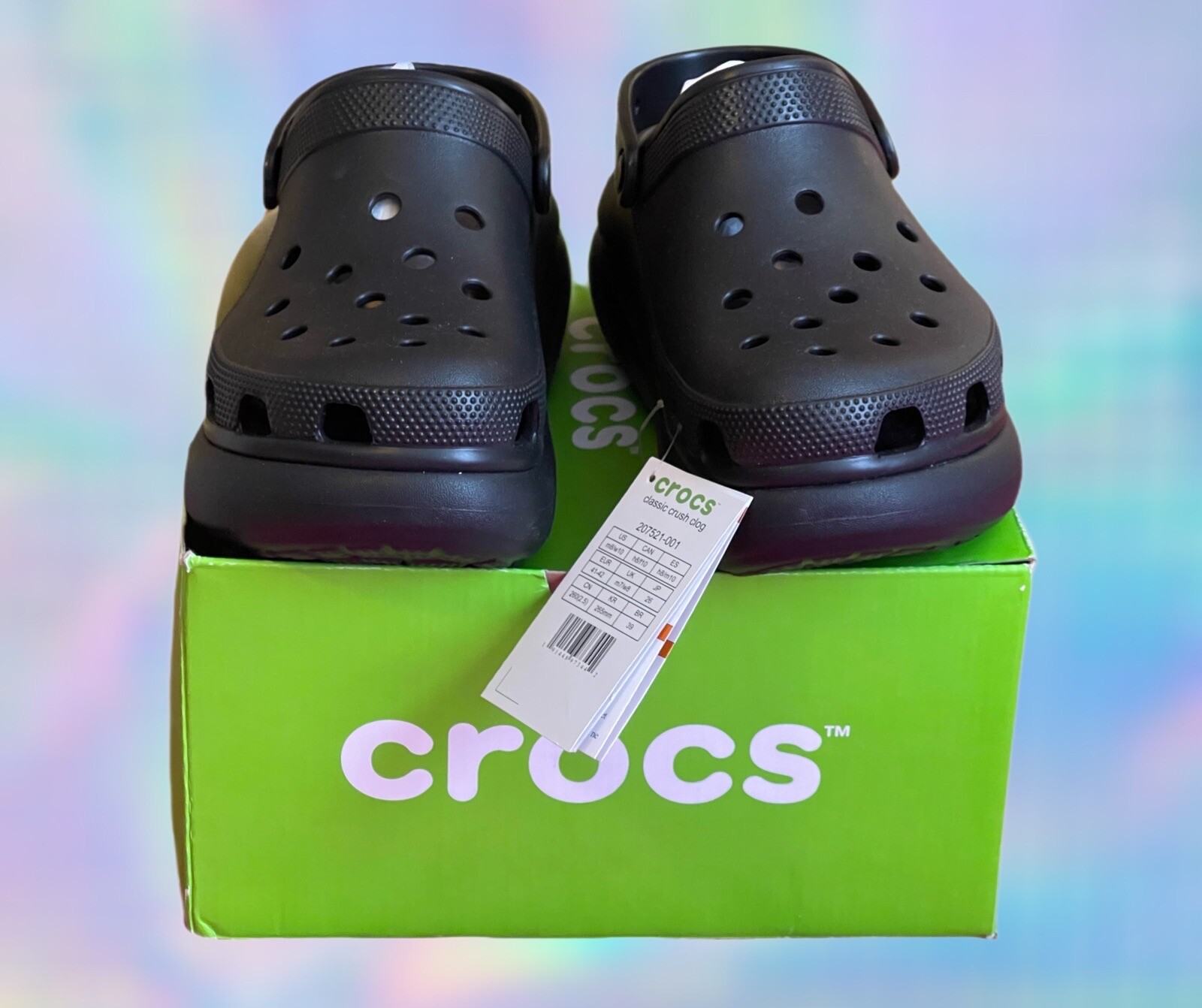 Crocs Crush Classic Clog Platform Womans 10 Shoes Black Slip On Unisex