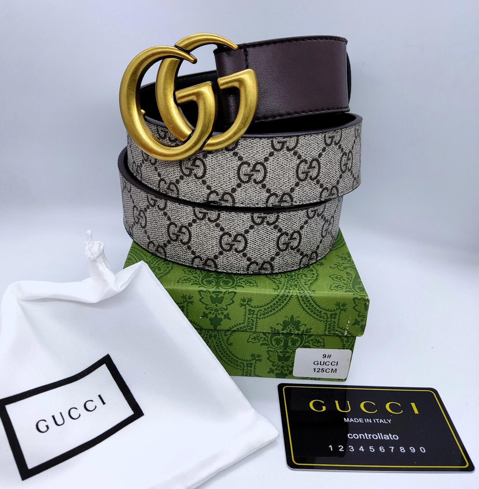 Rare ceinture Gucci édition spéciale limitée couleur marron unisexe cuir avec boite