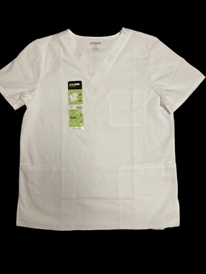Scrubstar Women's Scrub Top Core Essentials V-Neck Rounded Hem White Size Small.