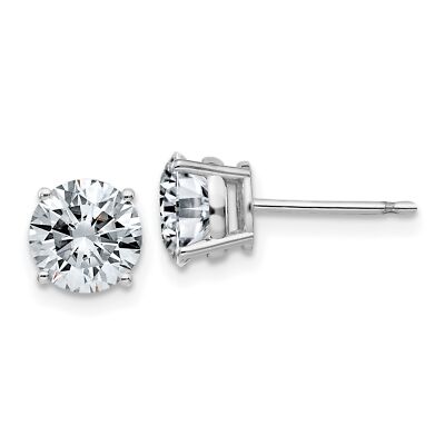 Ohrringe 14 Karat Weißgold 2 kt 6,5 mm rund D E F reiner leichter Moissanit