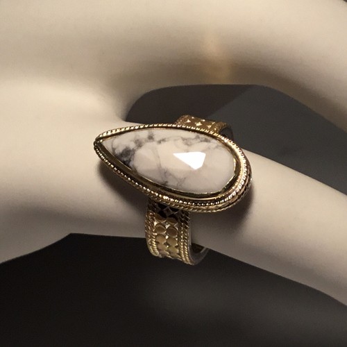 SOLD OUT! ANNA BECK 18K GOLD PLATED STERLING SILVER HOWLITE TEARDROP RING SIZE 8 - 第 2/8 張圖片