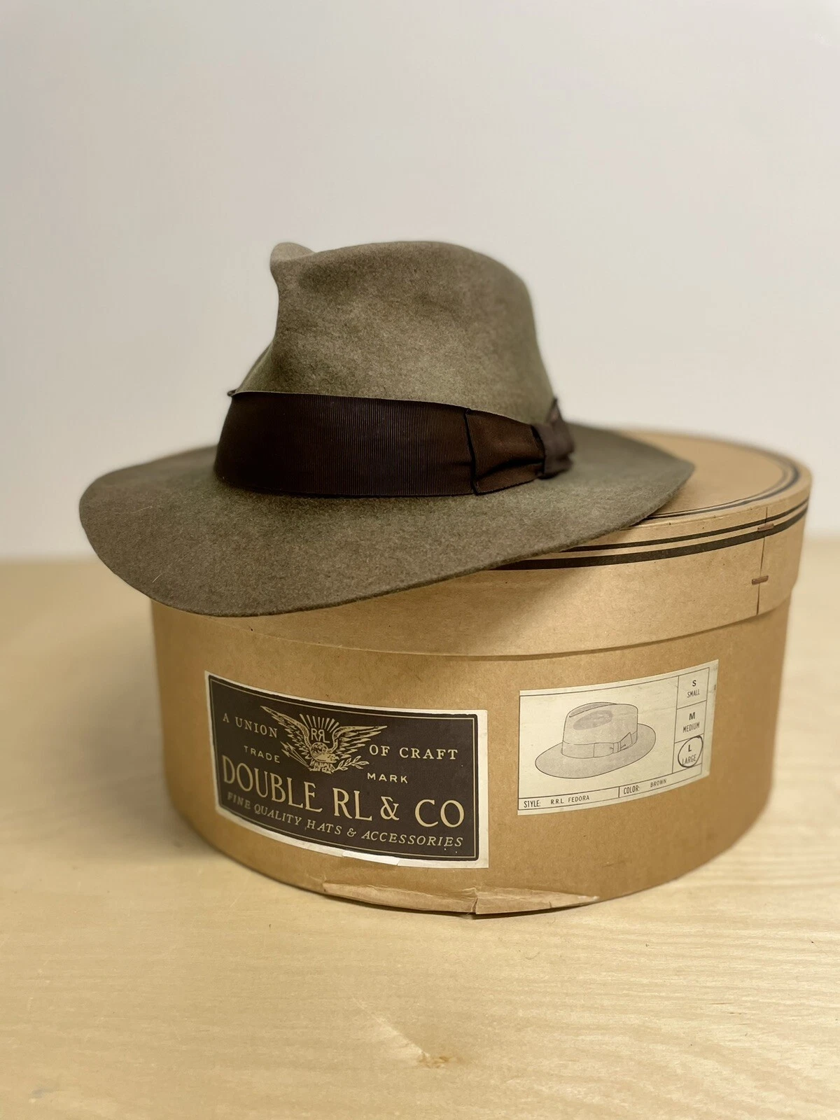 RRL Double RL Ralph Lauren Brown Fedora Hat Rabbit Fur Felt Large Made In Italy