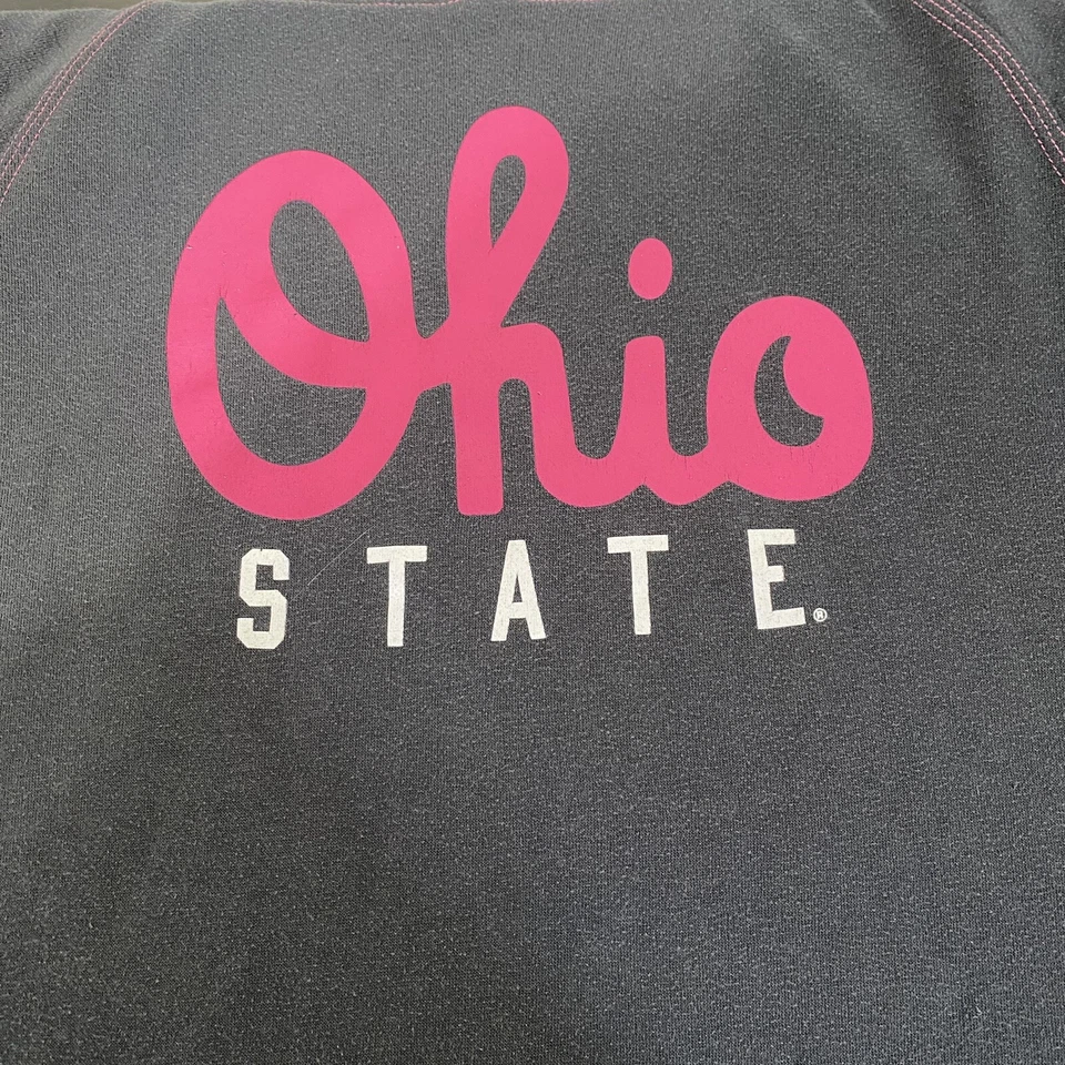 Sudadera con Capucha J America Para Mujer De Colección Ohio State Talla Grande Rosa Y Gris Y2K Foto 2 de 4