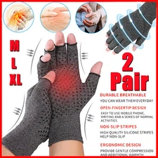 2Pair Copper Arthritis Compression Gloves Pain Relief Medical Hand Support Brace