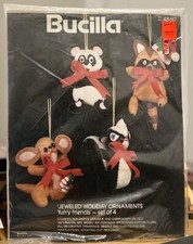 Bucilla Furry Friends Jeweled Holiday Ornaments Christmas Kit felt sequin