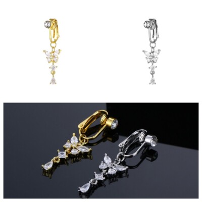 Butterfly Fake Belly Button Bar Barbell Nabel Ring Clip Ohne Piercing Geschenk