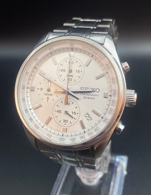 SEIKO KSN8T6C 8T67 クロノグラフ 時計 シルバー Seiko Watch 8T67-00L0 Chronograph – Silver Dial – 10 BAR – Japan