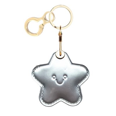 Shiny Leather Charm Keychain Holder Case 41.1mm x x 8.9mm, Star a