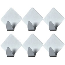 6 Sets/12PCS Door Hooks for Bathroom Stainless Steel Hanger Wall Hangers