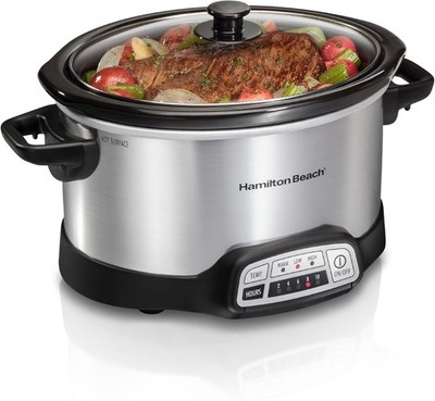 4 Quart Programmable Slow Cooker with Flexible Easy Programming, 5 Cooking Times