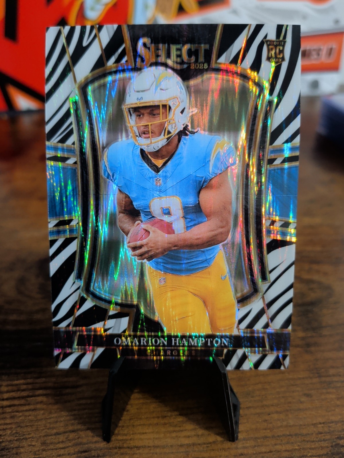 2025 Panini Select - Premier Level Omarion Hampton #102 Zebra Shock Prizm (RC)
