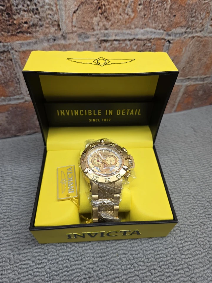 RELOJ CRONÓGRAFO INVICTA HOMBRE 50MM SUBAQUA NOMA III 5403 TRIPLE ORO NUEVO Foto 3 de 4