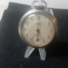 Westclox Pocket Ben Silver Metal Pocket Watch White Dial Arabic Numerals Analog