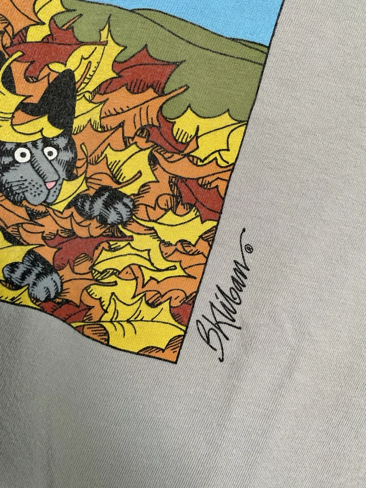 Vintage Crazy Shirt Hawaii Shirt Mens Large B Kliban Sumo Cat Fall Leaves Autumn - Image 3 of 4