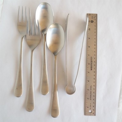 (5) Pcs Robert Welch Caesna Satinserving set Fork Spoon Tongs 18/10 Stainless