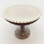 VTG Pink Beaded Milk Glass Candy Dish