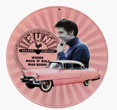 Elvis Presley Pink Cadillac Sun Records - Blechschild rund 30 cm Durchmesser