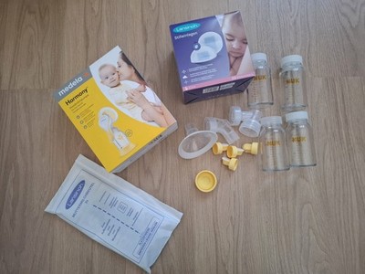 Medela Harmony Handmilchpumpe komplett in OVP + Zubehör & NUK Glasflaschen