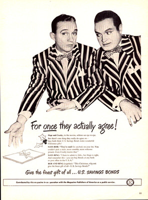 US Saving Bonds Bob Hope Bing Crosby 1947 Original Life Magazine Print Ad