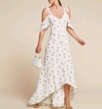 Reformation Bennet Maxi Hi Low Floral Dress 4 Shoulder Ties Cold Shoulder Garden