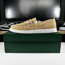 Sz 11 Lacoste Cochet Suede Loafers Natural White Mens Casual Date Work Parties