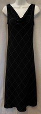 Vintage S.L. Fashions Drape Neck Sleeveless Midi Dress Womens Black Check Size 6