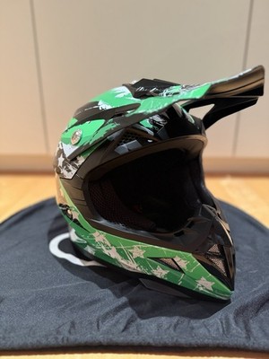 YEMA YM-200 Fullface Helmet In Grün/Schwarz, Size M