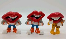 Lot of 3 Vintage 1989 Applause BIG RED LIPS Mouth Tang General Foods 2" Figures