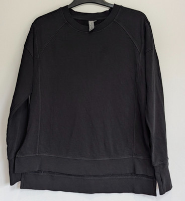 Sweaty Betty London Sweatshirt Womens XS Black Step Hem Crew Neck Jumper