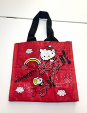 Sanrio Hello Kitty Reusable Tote Shopping Bag Red w/ Black Handles