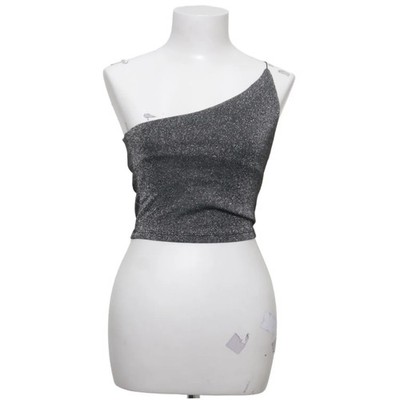 Pieces, Crop Top, Größe: S, Silber, Metallfaser/Polyester, Einfarbig, Damen #RQm